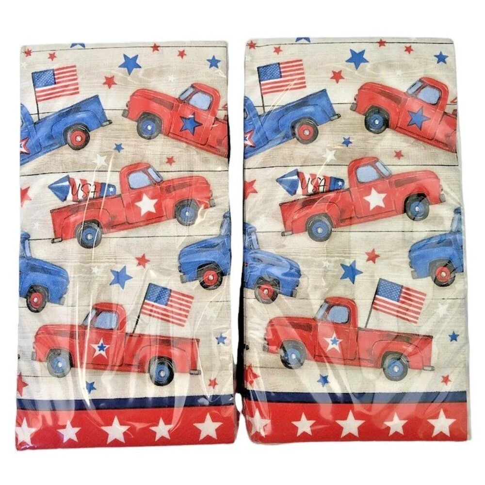 July 4th Paper Napkins Towels Red Farm Truck Beach Summer 26 pk Set of 2